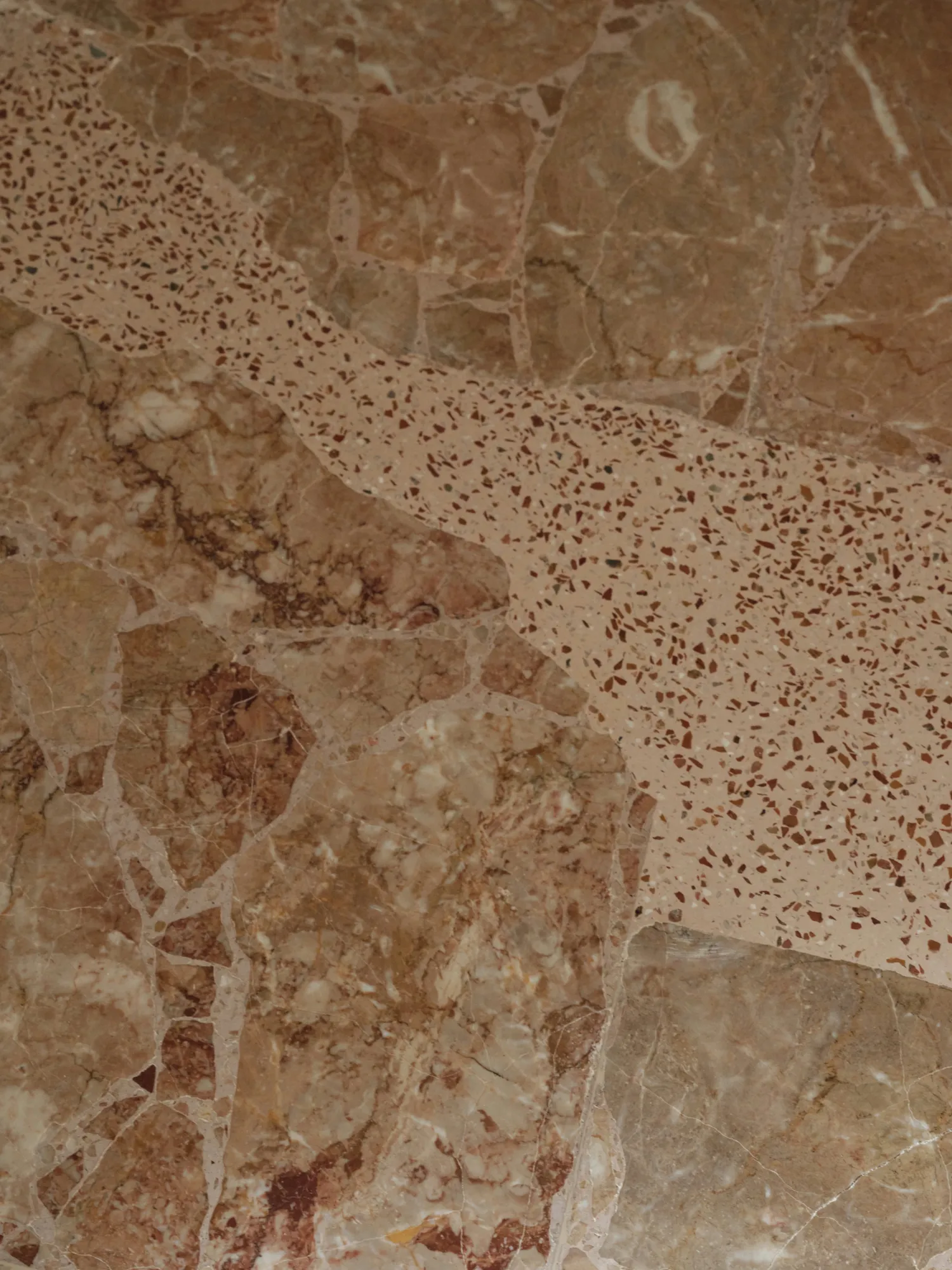 Detail of the restored mosaic and pink marble floor