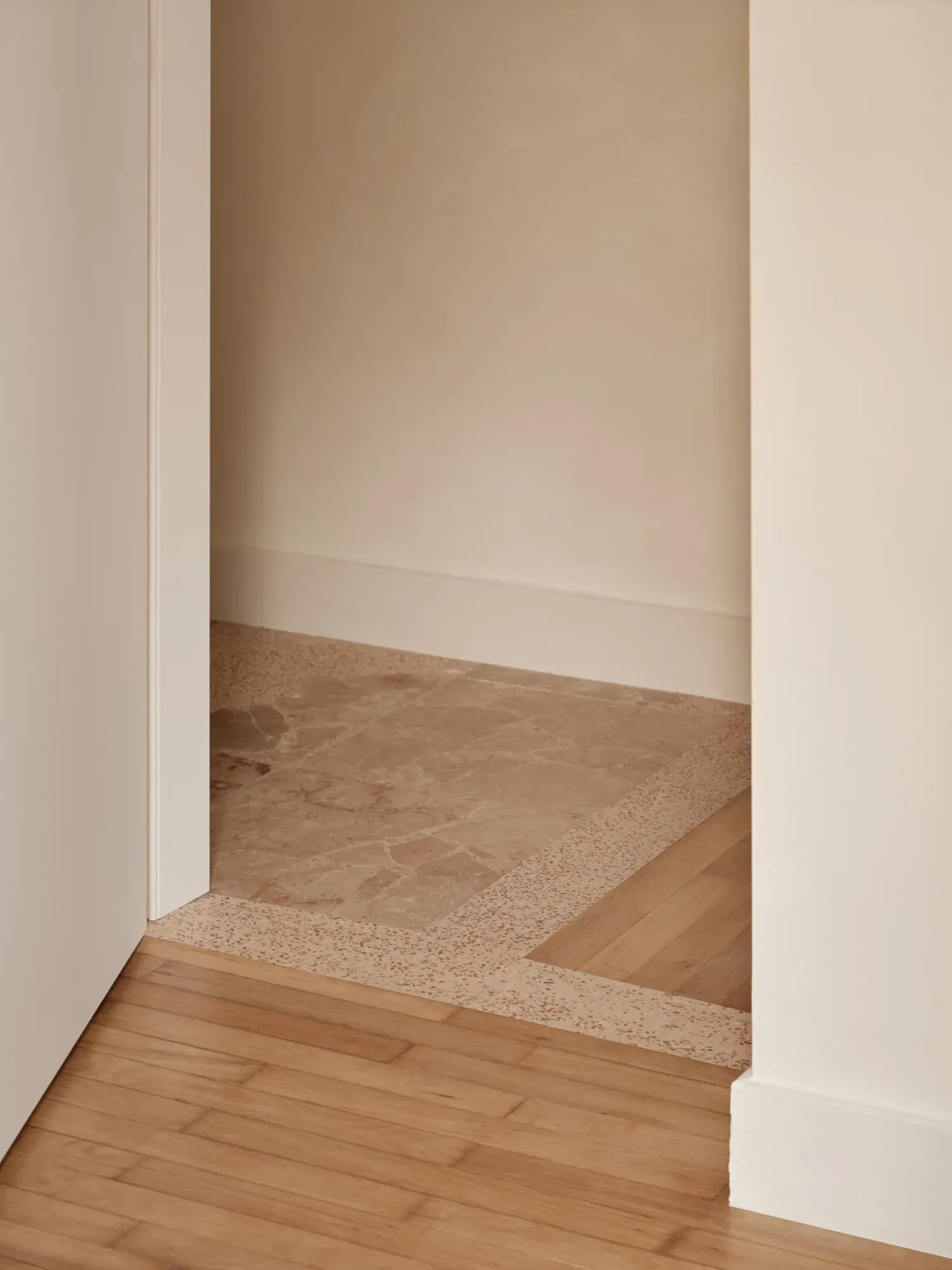 Restored floor seen through an internal doorway