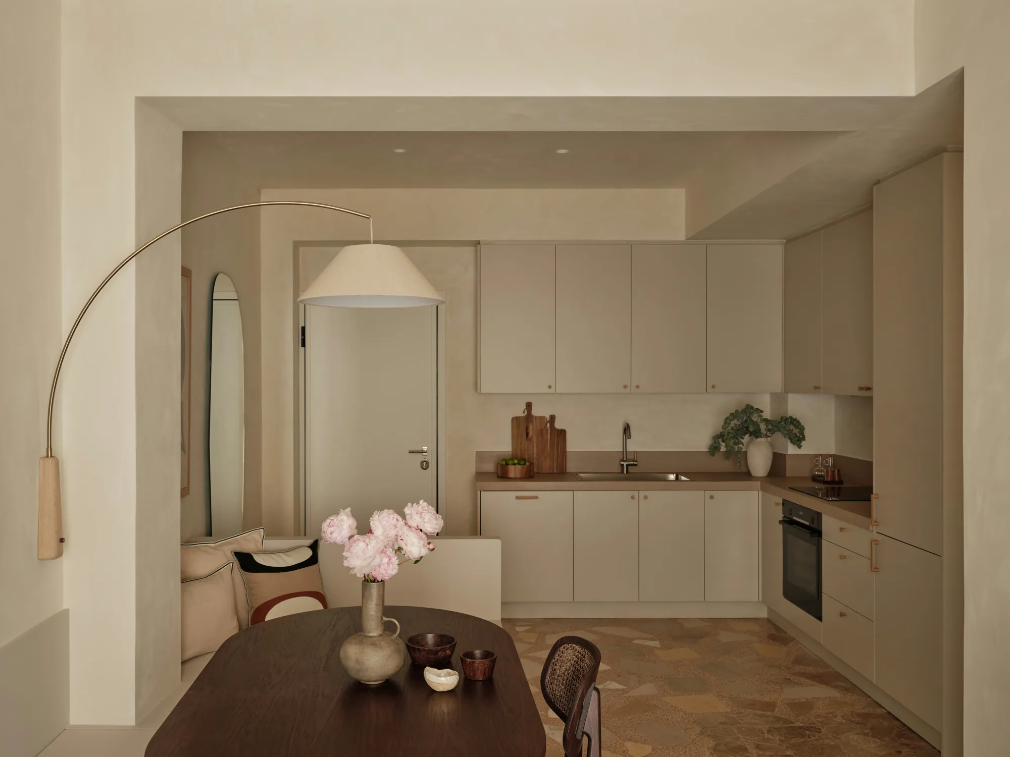 Open kitchen viewed from the dining area