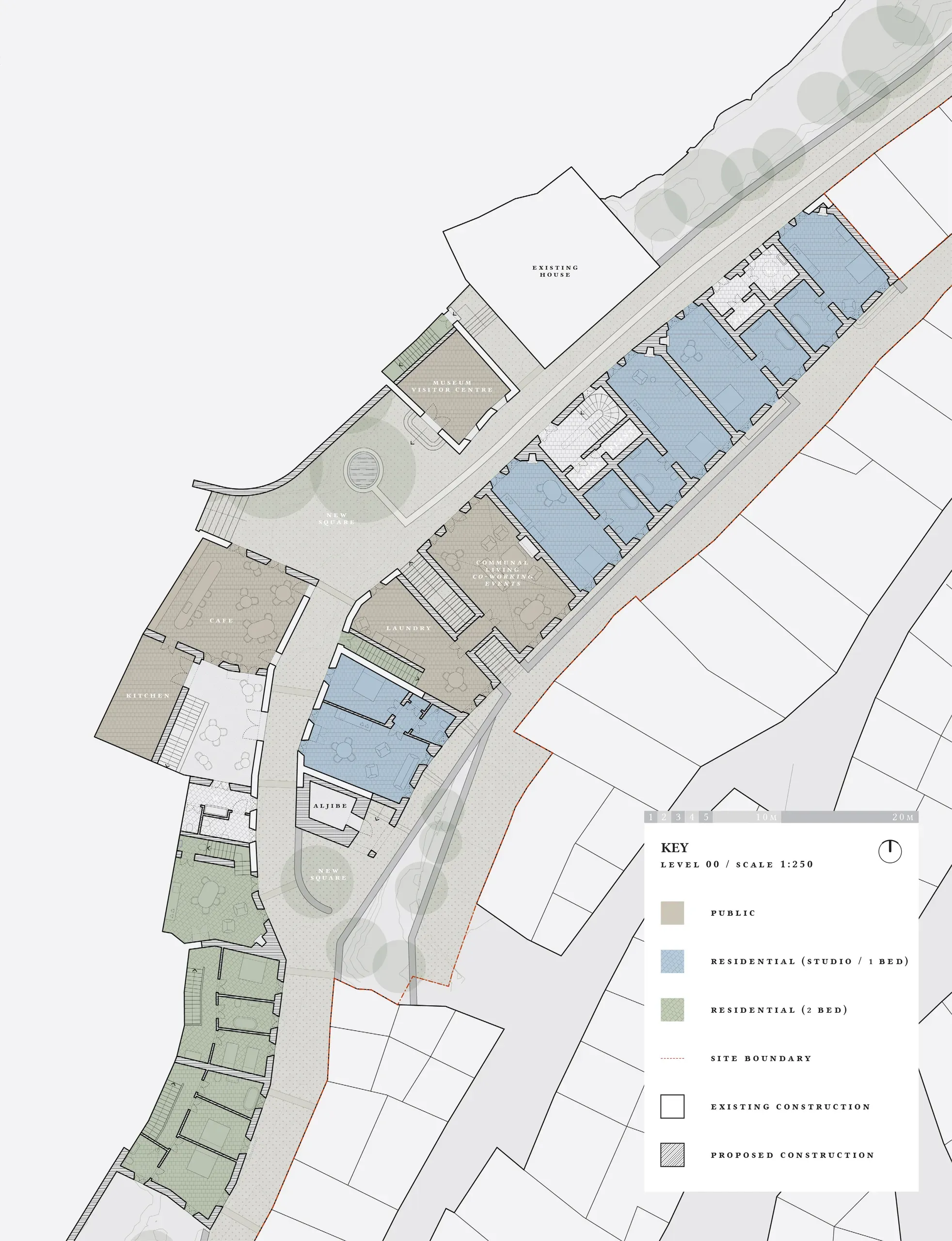 Architectural drawing detailing the proposed community and hospitality spaces